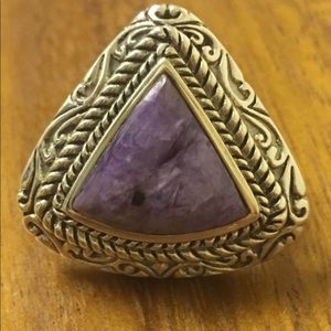 Sterling silver purple stone statment ring